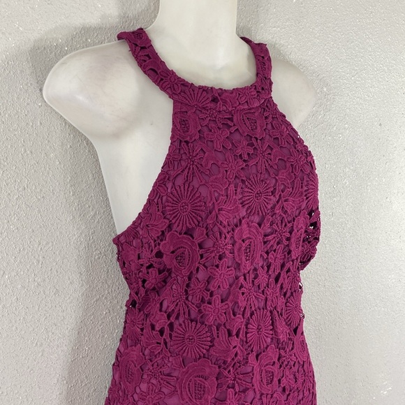 Lulu’s Love Poem Magenta Lace Halter Sheath Dress XL - Picture 7 of 16